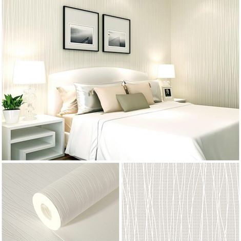 JSSEVN - Moderne, klassische Vliestapete im Flock-, einfarbigen, gestreiften und geschwungenen Stil für Wohn- und Schlafzimmer, 0,53 m x 10 m = 5,3 m² (1/5)