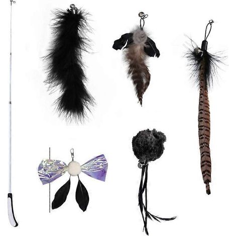 Federförmiges Katzenspielzeug, interaktive Angelrute, Indoor-Spielset, Geburtstagsgeschenk für Katzen.