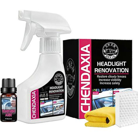 Nettoyant pour phares à faire soi-même - Rénovation instantanée des phares - Facile à utiliser, économique et efficace pour une brillance professionnelle à domicile et un aspect neuf. (1/5)