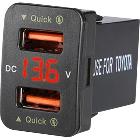 36W QC3.0 Dual-USB Schnelllade-Autoladegerät wasserdicht Rot Spannungsladegerät für 40x22mm Handy (1/5)