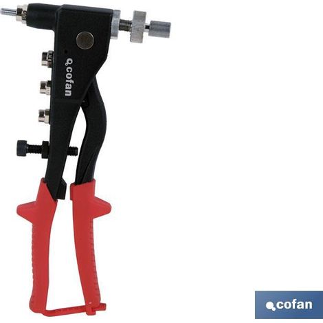 COFAN remachadora tuercas remach. m-3 a m-6 , Remachadora profesional para tuercas remachables con 4 varillas intercambiables (M-3, M-4, M-5, M-6). Mango anatómico para aplicar may