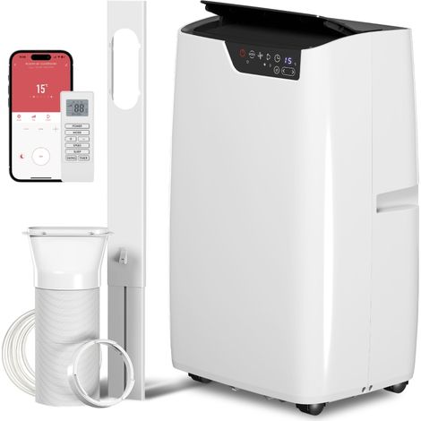 Climatiseur portable 12 000 BTU, avec fonctions de refroidissement, déshumidification, ventilation, mode nuit et commande vocale Wi-Fi. (1/4)