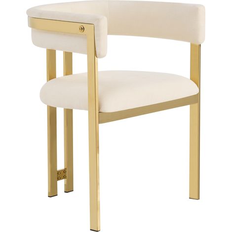 CHICFURN Lot de 6 chaises de salle à manger en tissu beige avec pieds métal doré, dossier demi-cercle confortable, sièges modernes pour salle à manger salon café (1/5)