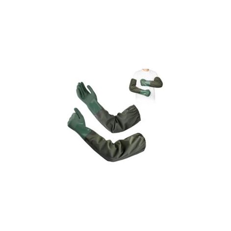 1 Paire Gants Longs 70cm Gant Menage en Caoutchouc Gant Protection Chimique Imperméables Étanches Antidérapants pour Nettoyage Étang Industrie Agriculture Pêche Construction (Bleu) (1/5)
