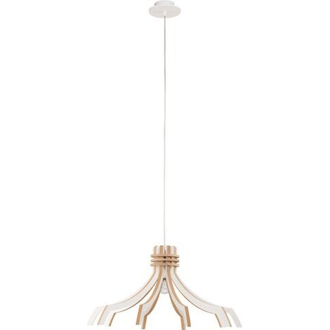 Hängelampe Weiß Natur E27 Holz Vintage Hängeleuchte