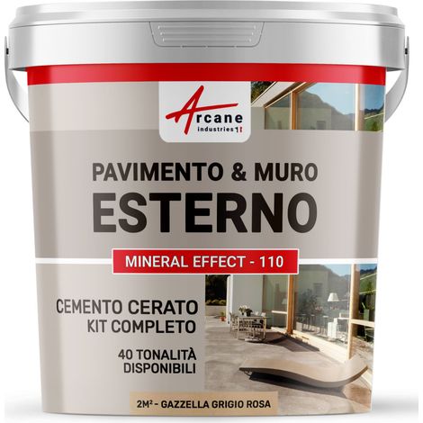 Microcemento per esterni: pavimenti, muri, terrazze, balconi, scale - 2 m² (in 2 strati) Gazzella Grigio Rosa - ARCANE INDUSTRIES