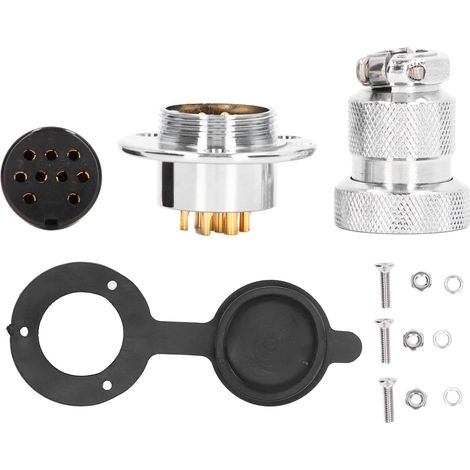 Ensemble de 15 pièces avec connecteurs à bride ronde et couvercle étanche pour l'industrie aéronautique, 250 V, 7ABEM25-9Y (9 broches) (1/5)