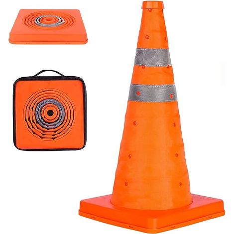 Foldable Traffic Safety Cones, Cones Pop Up Versatile with Reflective Circles for Parking Roads, Driving Practice, 45cm (1/5)