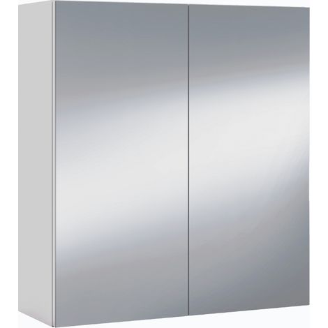 Wandspiegel 60x21x65 cm glänzend weiß mit zwei Türen - Bergamo (1/5)
