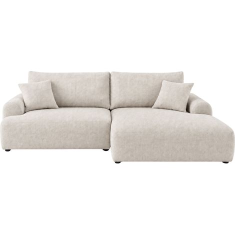 ELIAS - Canapé d'angle convertible tissu chenille 3 places Blanc Gauche (1/5)