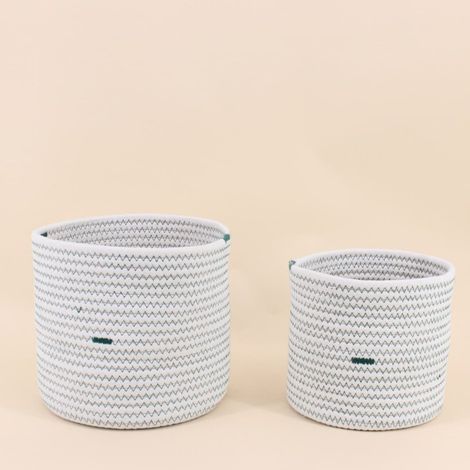 Lot de 2 paniers blancs en corde (1/5)