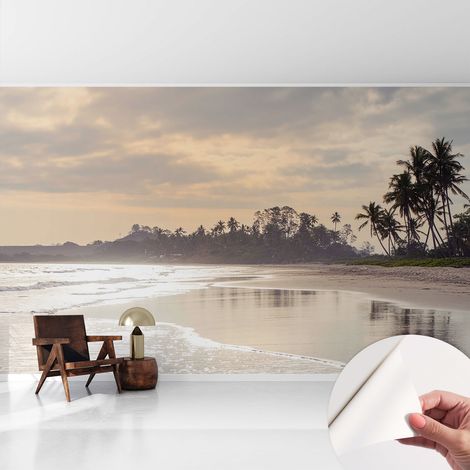 Papier peint adhésif décoratif pour salon chambre et cuisine Facile à poser avec colle Matin à la plage 416x254 cm (1/5)