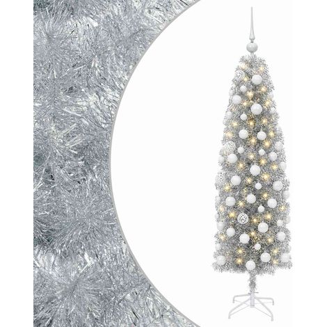 Albero di Natale Artificiale Slim con Palline 180 cm 300 LED vidaXL (1/5)