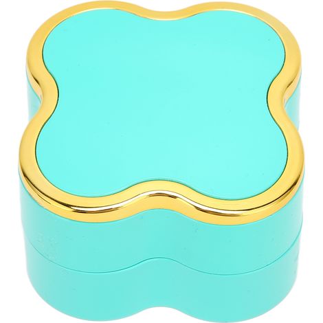 Boîte à bagues en forme de trèfle à quatre feuilles avec lumière, boîte à bijoux, rangement pour ornements, cyan. (1/5)