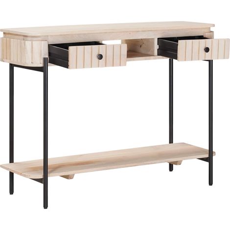 vidaXL Mesa auxiliar hecha a mano Blanco 100 x 30 x 76 cm (1/2)