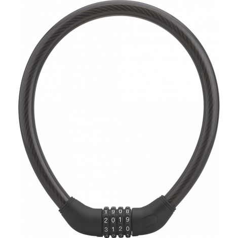 Antifurto a combinazione Twisty, 4 cifre, cavo d'acciaio, bicicletta, 18mmx0.6m, nero - THIRARD