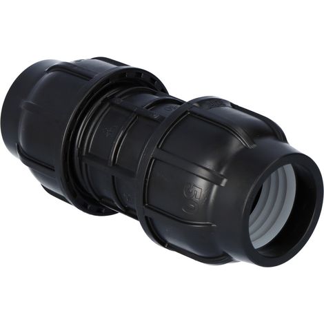 Accesorio de compresión PP 50x50 PN16, para tuberías de PE, color negro (1/4)