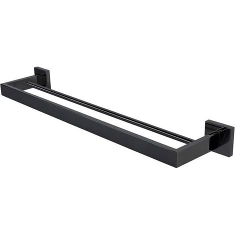 Portasciugamani a parete - Doppia barra - Acciaio inox SUS304 - Nero - Montaggio a vite - Adatto per il bagno (1/3)