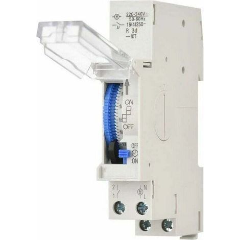 180A Interrupteur horaire Minuterie mécanique de 24 heures Minuterie minimale de 15 minutes Montage avec couvercle étanche sur rail DIN Batterie intégrée, SUL180a AC220-240V Gris (1/5)