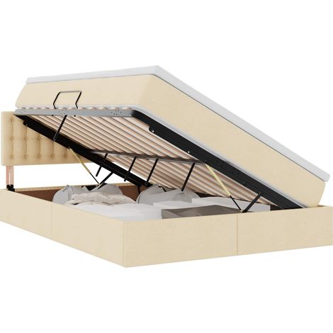 Maison Exclusive - LED-Speicherbett mit Matratze Creme 140 x 200