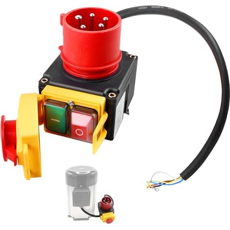 Interrupteur d'arrêt d'urgence, disjoncteur de protection du moteur 400 V, interrupteur de machine triphasé, connecteur combiné, étanche IP54, interrupteur de sécurité pour machines appareils (1/5)
