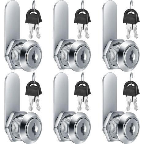 Lot de 6 Serrures pour Boîte aux Lettres 16mm avec Clés Serrure à Came en Alliage de Zinc pour Boîte Postale Armoire Tiroir Meuble Camping car 2 Clés (1/3)