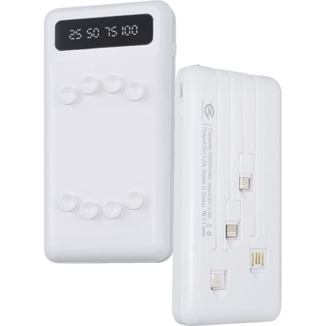 Powerbank de 58000mAh, cargador rápido portátil con 4 cables incluidos USB  Color: Blanco