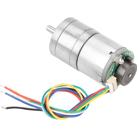 Moteur à engrenage 12V 25GA-310-128 avec encodeur, réducteur de vitesse en métal, moteur électrique CC 12V 70 tr/min (1/5)