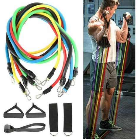 JEOBEST Bandes de Résistance Set Elastiques, Kit de 11 Accessoires Musculation (1/4)