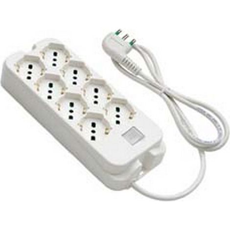 1PZ MULTIPRESA 4+4 POSTI BIPASSO + SCHUKO CON INTERR. "LINEA RETAIL" - bianca 47440
