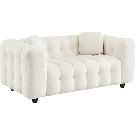 sweeek - Gepolstertes Sofa mit strukturiertem Bouclé-Bezug, 2-Sitzer, Strukturiertes Bouclé, Creme (1/5)