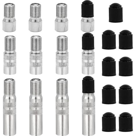 Set mit 12 verzinnten Kupferventilverlängerungen mit Radkappen für Pkw, Lkw, Wohnwagen, Transporter (19, 27, 39 mm)