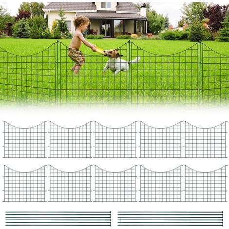 Clôture d'étang avec 15 éléments de clôture et 18 barres de fixation en métal, clôture décorative pour le jardin, clôture pour chien, arche inférieure (1/5)