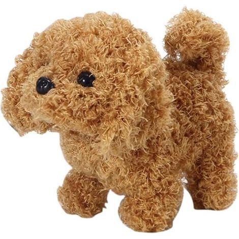 Juguete interactivo para perros - Perro de peluche - Entretiene a los niños - Se mueve y ladra - 18 cm - Marrón (1/5)