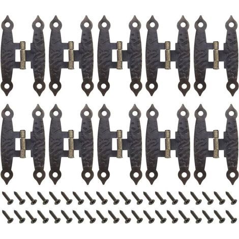 Lot de 10 charnières vintage en métal avec vis - Charnières antiques en forme de H - Accessoires de meubles pour armoires, b (1/4)