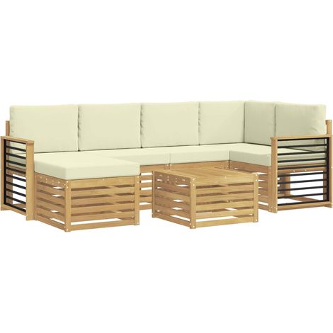 Ensemble de canapés d'extérieur 7 pc Blanc et crème Polyester vidaXL