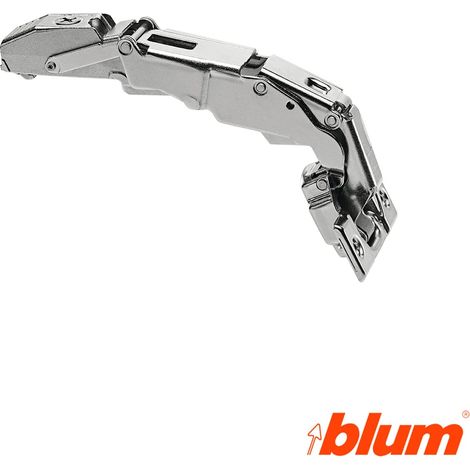 Blum – Charnière droite 155º clip top sans vis à ressort – Acier nickelé – Pour portes 20 à 24 mm d'épaisseur – Ouverture jusqu'à 155º