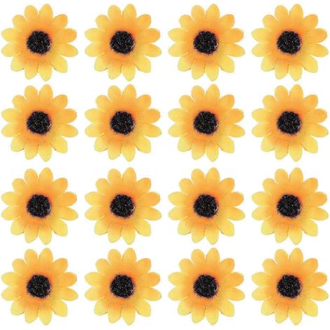 100 petites têtes de marguerites artificielles jaunes et café - Parfaites pour la décoration de mariage et les compositions florales (1/5)