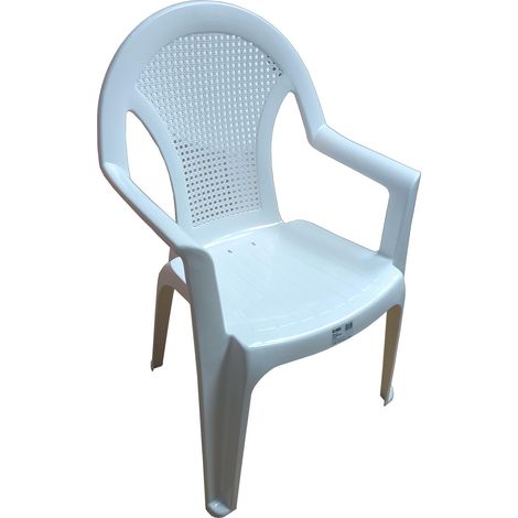 FPLUS silla monobloc brazos respaldo alto rejilla blanca 76194d