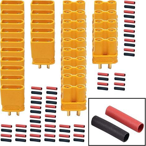 15 Paires XT30Connecteur Connecteurs de Batterie 15 pcs Mâles et 15 pcs Femelles, Bullet Connectors, pour Batteries Lipo RC (1/5)