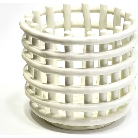 Papelera de almacenaje de baño blanco crema pequeño cubo de (1/5)