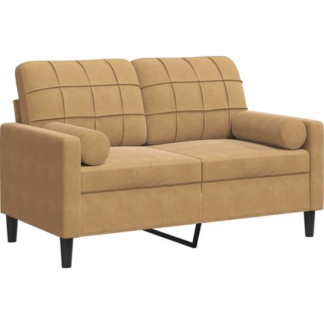 Canapé 2 places,Sofa pour Salon,Banquette avec oreillers décoratifs brun 120 cm velours CFW672222 (1/5)