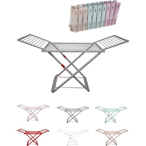 Tendedero Plegable de Resina Incluye 20 Pinzas – Tendal Abatible Balcón para Interior y Exterior