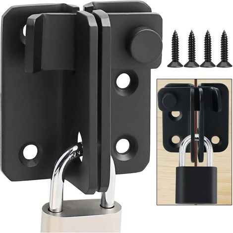 Verrou Porte Coulissante Serrure Volet Loquet Porte Verrou Portail à Bascule Boulon avec Vis pour Porte Fenêtre Placard et Jardin Acier Inoxydable (Noir, Right Open L) (1/5)