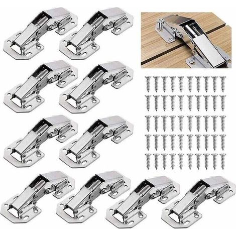 10 PCS Acier alli Charniere Porte Placard/ Cuisine, 3 Pouces Charniere Meuble,Charnire Invisible, Faites Correspondre la vis, Convient aux Portes D\'armoires de Bureau (1/4)