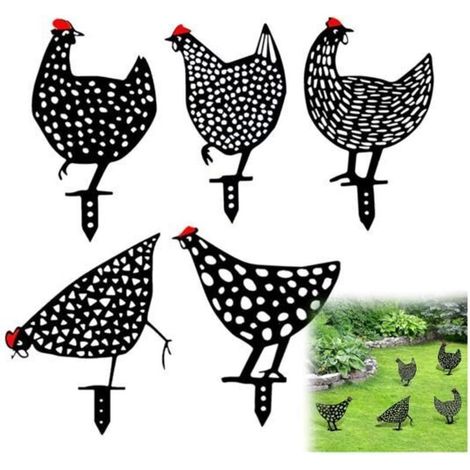 5 Garden Hen Pieces, Chicken Court Art, Rooster Statue, Exquisite Garden Decor, Court Art Sculptures