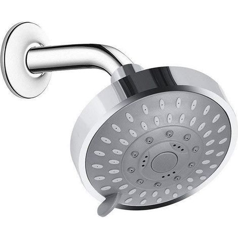 Pommeau De Douche Solaire Rond, 4 Pouces Pomme De Douche Haute Pression, Pommeau De Douche Cascade, Anti Calcaire Chromé Pour Salle De Bain, Pomme De Douche Economie D'Eau Amovible, 5 Réglages (1/5)