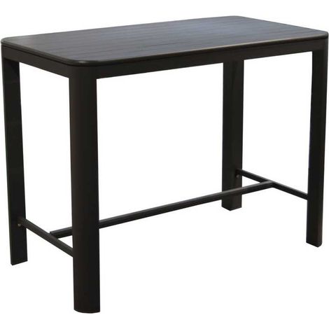 Proloisirs – Table haute d'extérieur 140 cm – Structure aluminium légère – Plateau 9 lattes 7 cm – Pour 4 à 6 personnes – Peinture époxy (1/5)