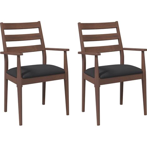 Maison Exclusive - Esszimmerstühle mit Kissen 2 Stk. Braun Massiv