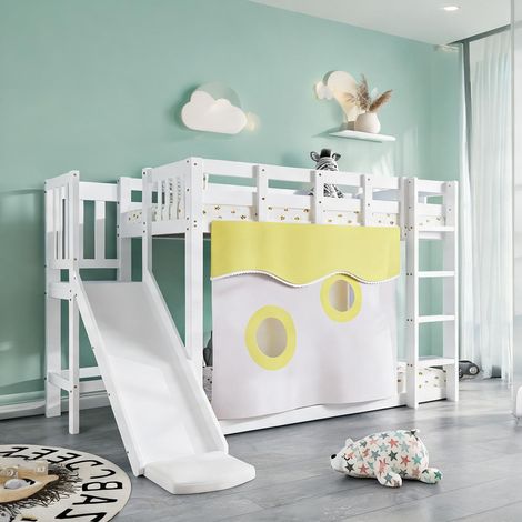 Cadre de lit coloris blanc en bois 244,5 x 165 x 140,5 cm (1/5)
